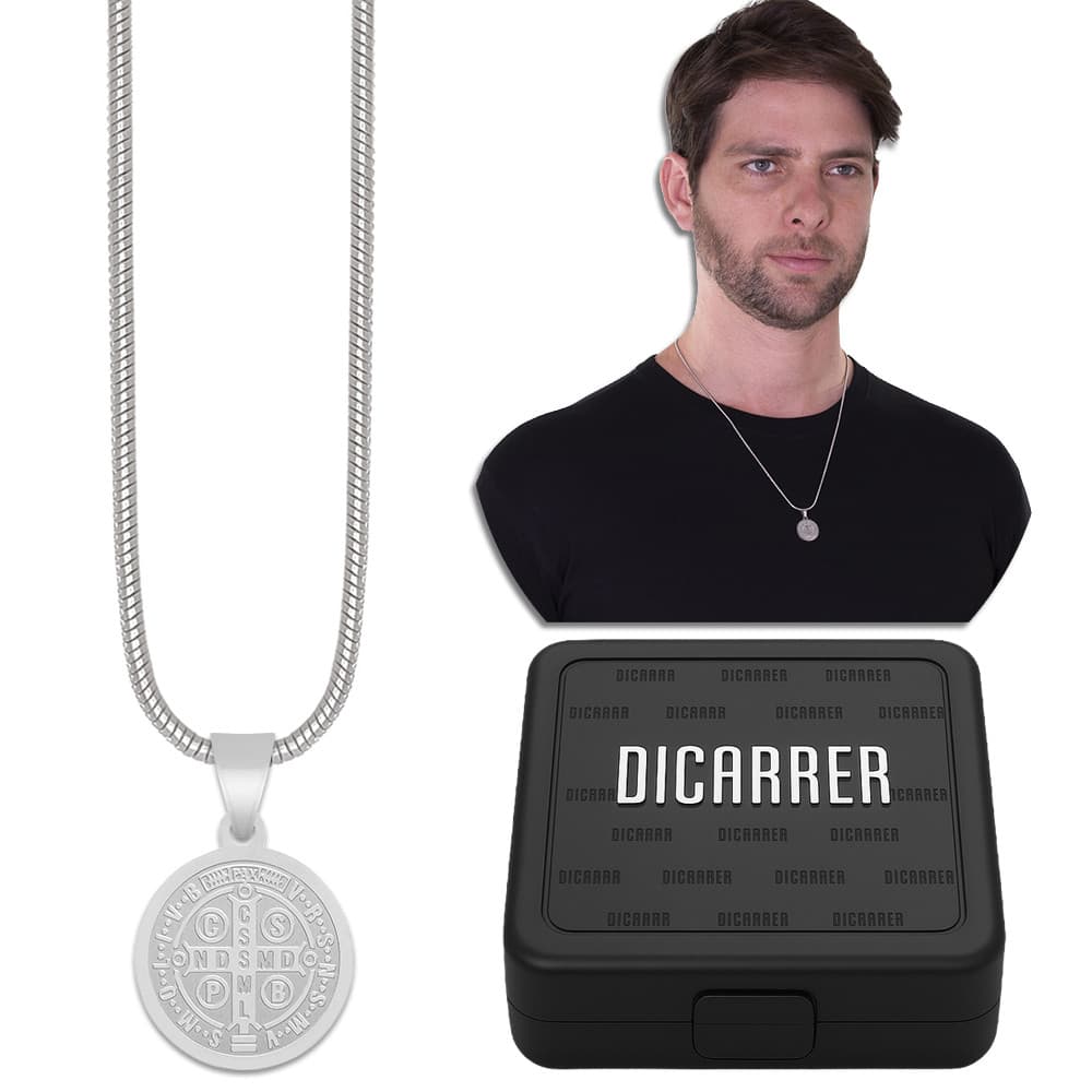 Corrente Cordão São Bento Aço Inox Prata RF-17 Colar Unissex