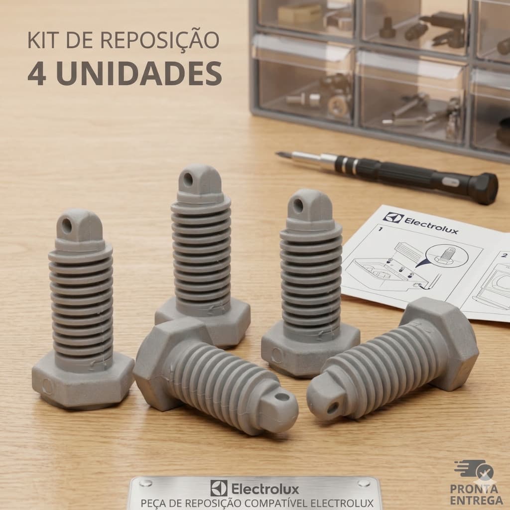 Kit 4 Pés Niveladores Electrolux Original para Lavadoras e Secadoras