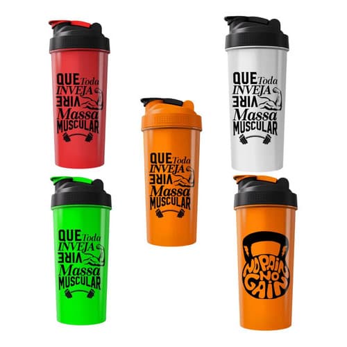 Kit 5 Coqueteleira Shaker Academia Treino Fitness Agua 600ml Kit_5_04