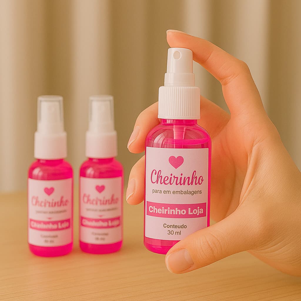 Kit 3 Cheirinho para Pacotes Encomendas Caixas Perfume Embalagem Cheiro da Loja 30ml