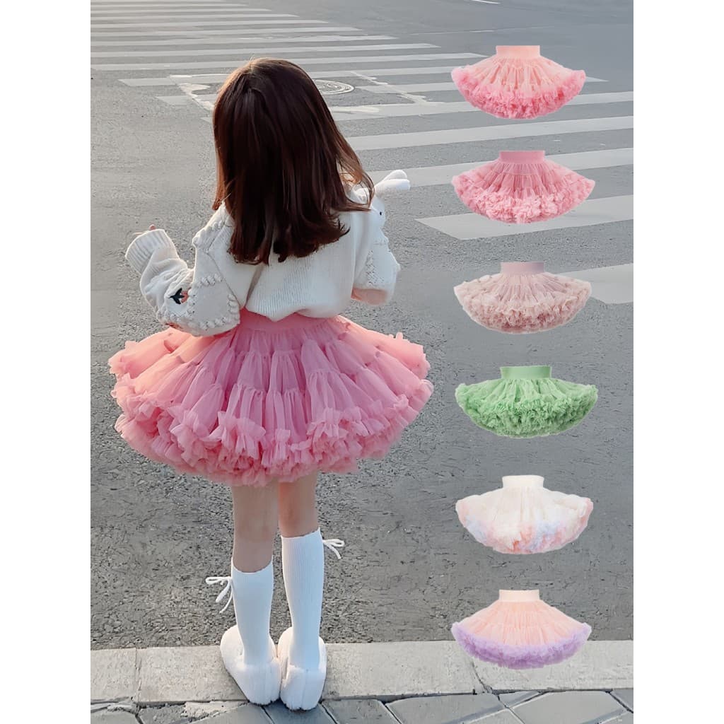 Meninas tutu saia primavera outono novo estilo bebê gaze bolo vestido de princesa crianças vestido saia menina Pettiskir