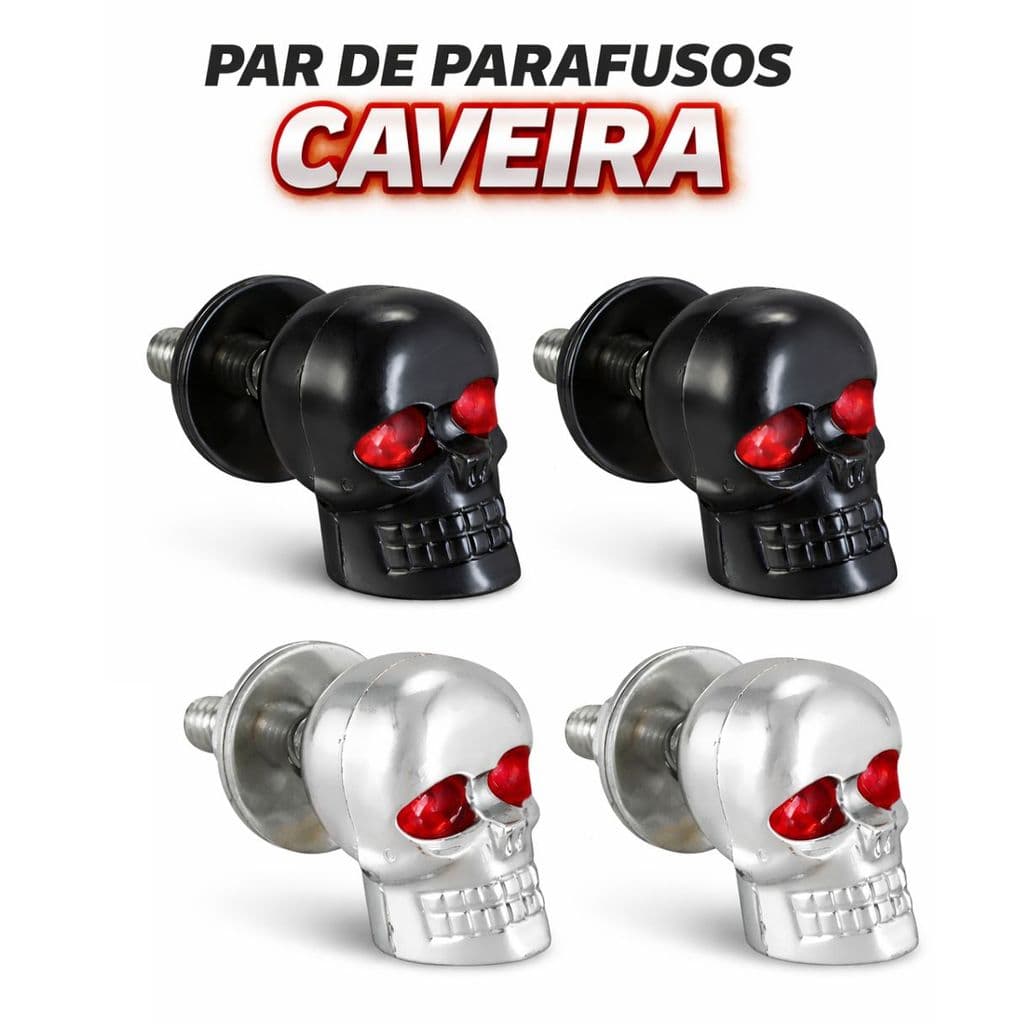 Parafuso de Placa Motos Caveira Par