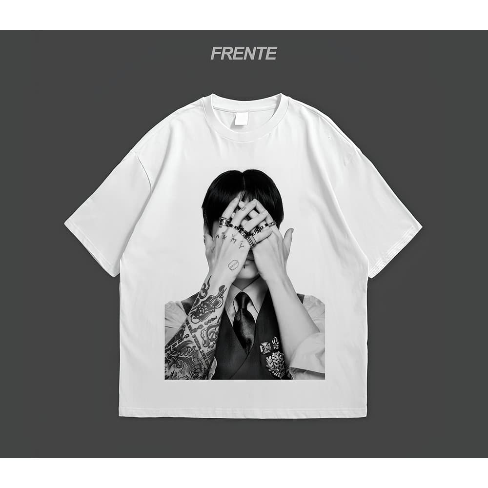 Camiseta Feminina Masculina ARIRANG | BTS Miembros Jungkook Kpop Seven Tshirt Unissex Branco Streetwear