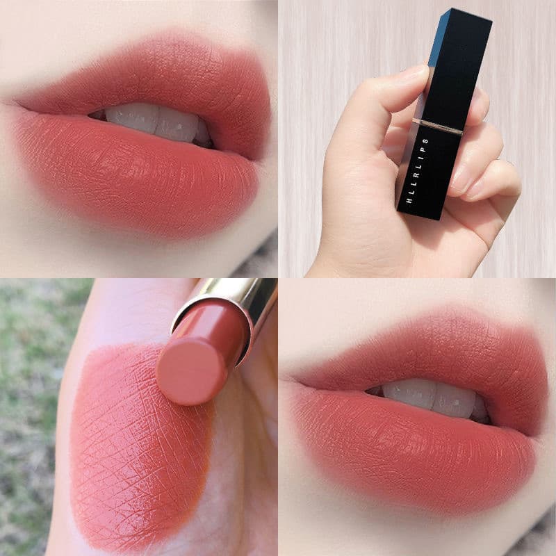 HLLRLIPS fosco hidratante corpo preto tubo de ouro batom hidratante feminino estudante Retro leite chá cor batom cosméti