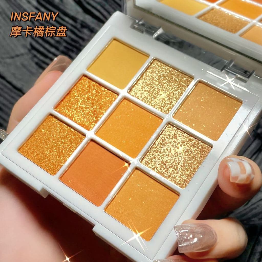 Pôr do sol vermelho marrom paleta de sombras de nove cores pérola fosca cor terra Mocha laranja cor dourada de longa dur