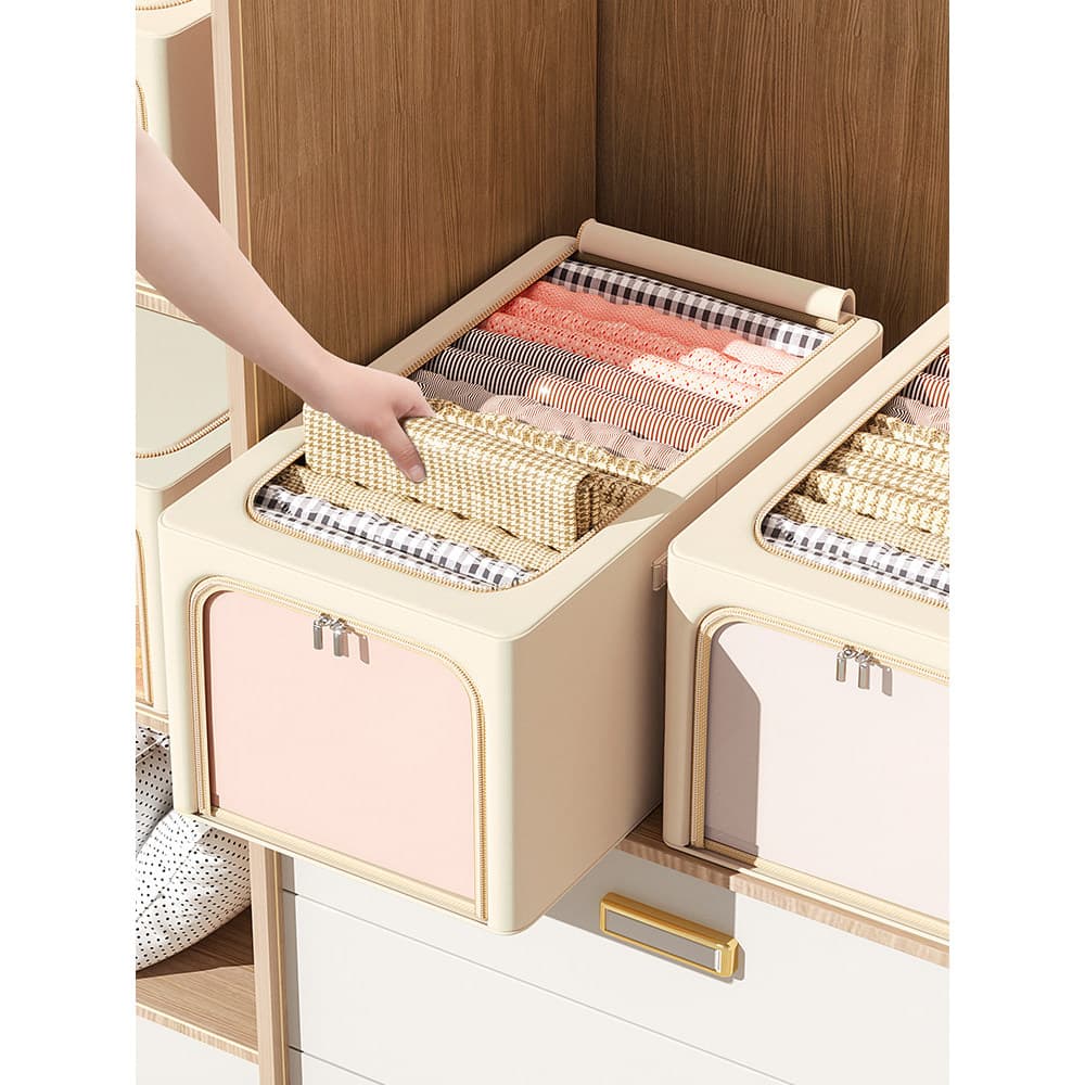 Caixa de armazenamento de roupas sazonal novo estilo retangular caixa de organização Visual guarda-roupa doméstico roupa