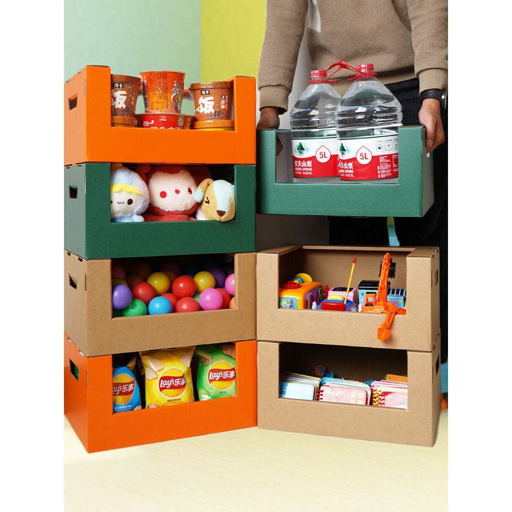 Caixa de armazenamento de brinquedos, empilhável, simples, cor sólida, Rack de armazenamento, cesta de papel, lanche, ar