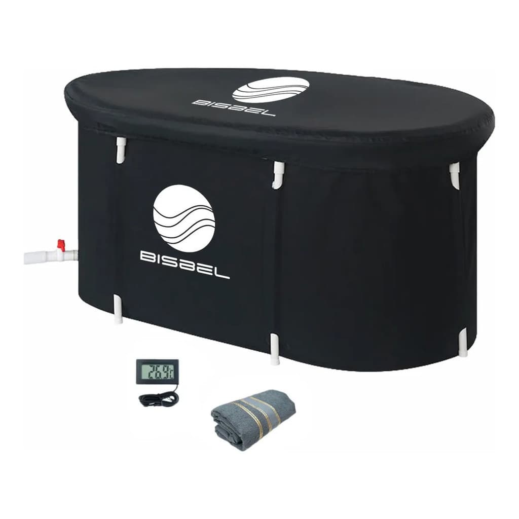 Banheira de Gelo 380l Dobrável Oval Relaxamento Litros 110cm Recuperação Muscular Termometro Toalha