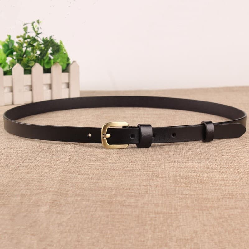 Senhoras cinto de couro genuíno moda cinto de couro feminino fino simples pino fivela Jeans cinto coreano Casual saia de