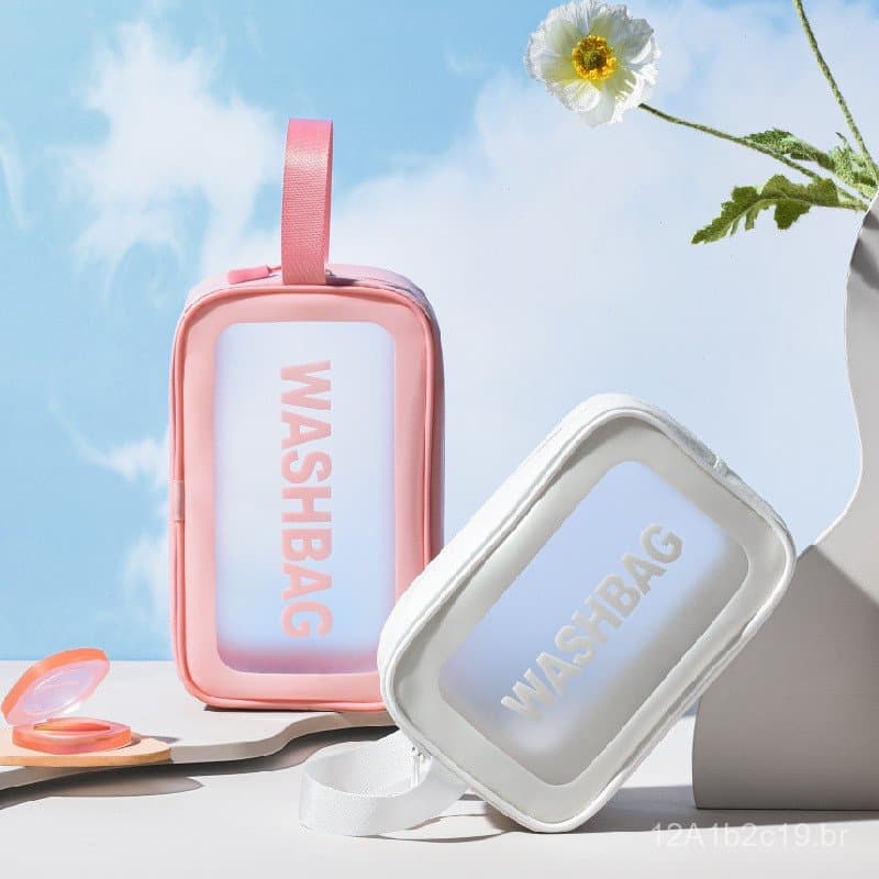 Bolsa de higiene pessoal transparente de PVC em três peças, bolsa de praia à prova d'água, bolsa de armazenamento de hig