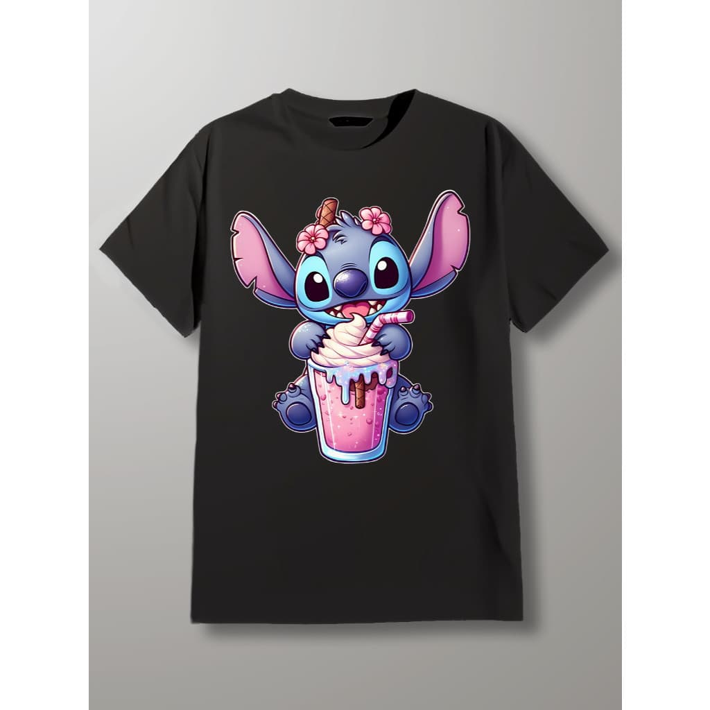 Camiseta 100% Algodão Unissex DTF Lillo e Stitch P ao GG