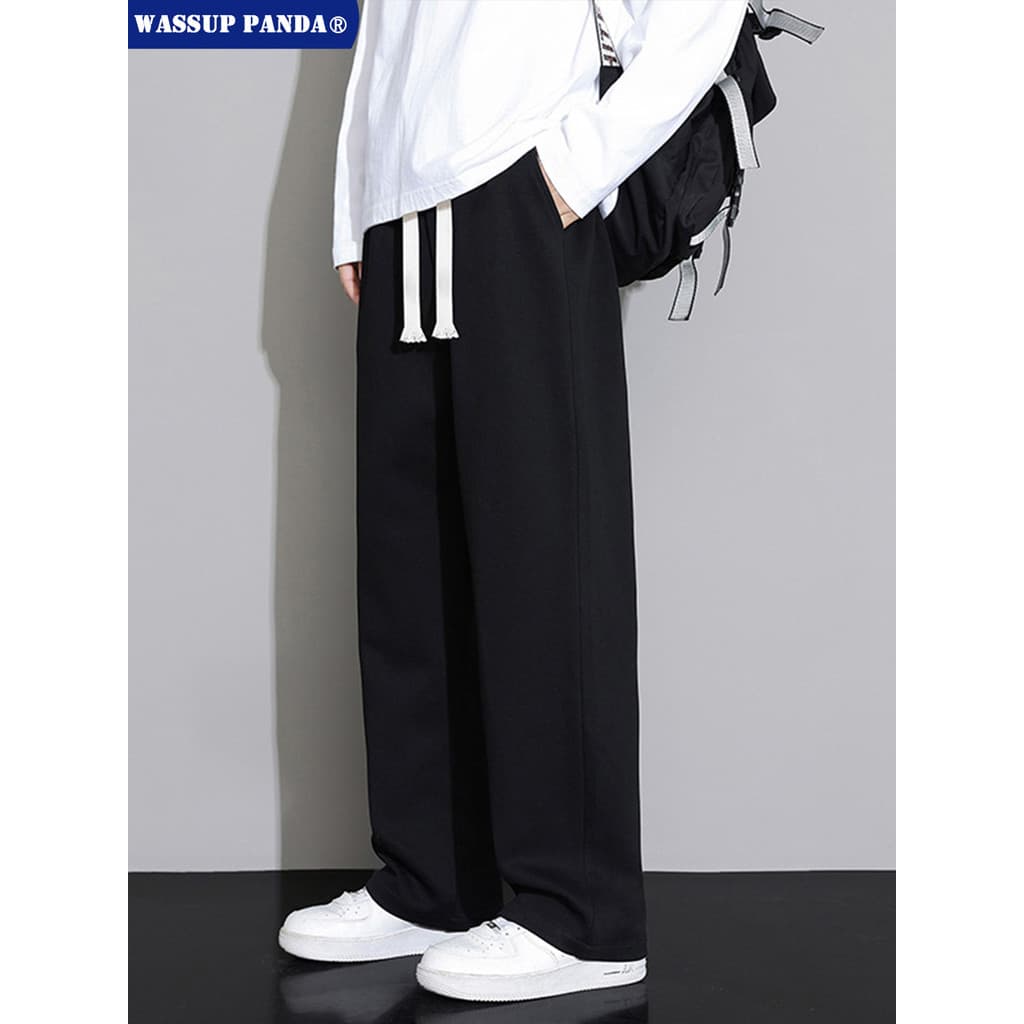WASSUP PANDA Calças casuais retas masculinas primavera outono na moda All-Match calças esportivas soltas Drape calças de