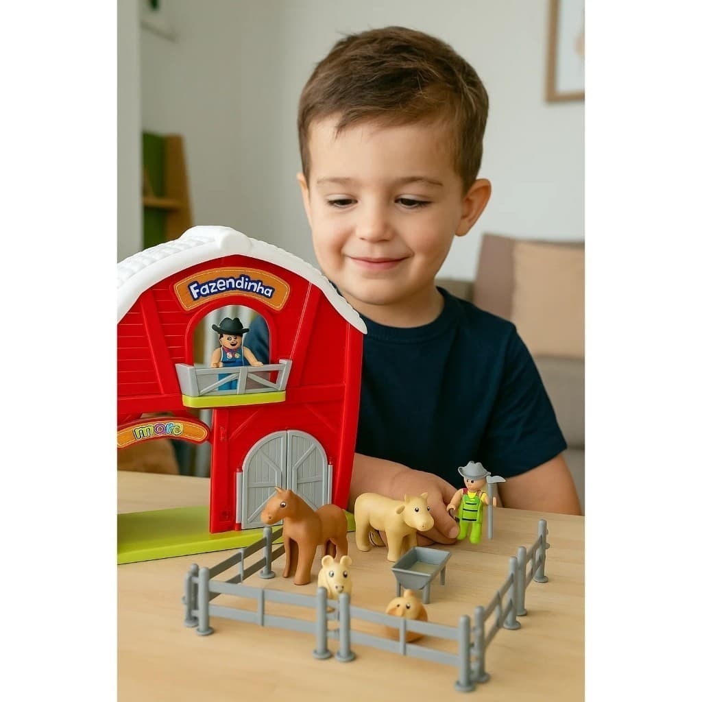 Brinquedo Fazendinha 21 Peças Animais Fazenda Educativo Diversão Criança