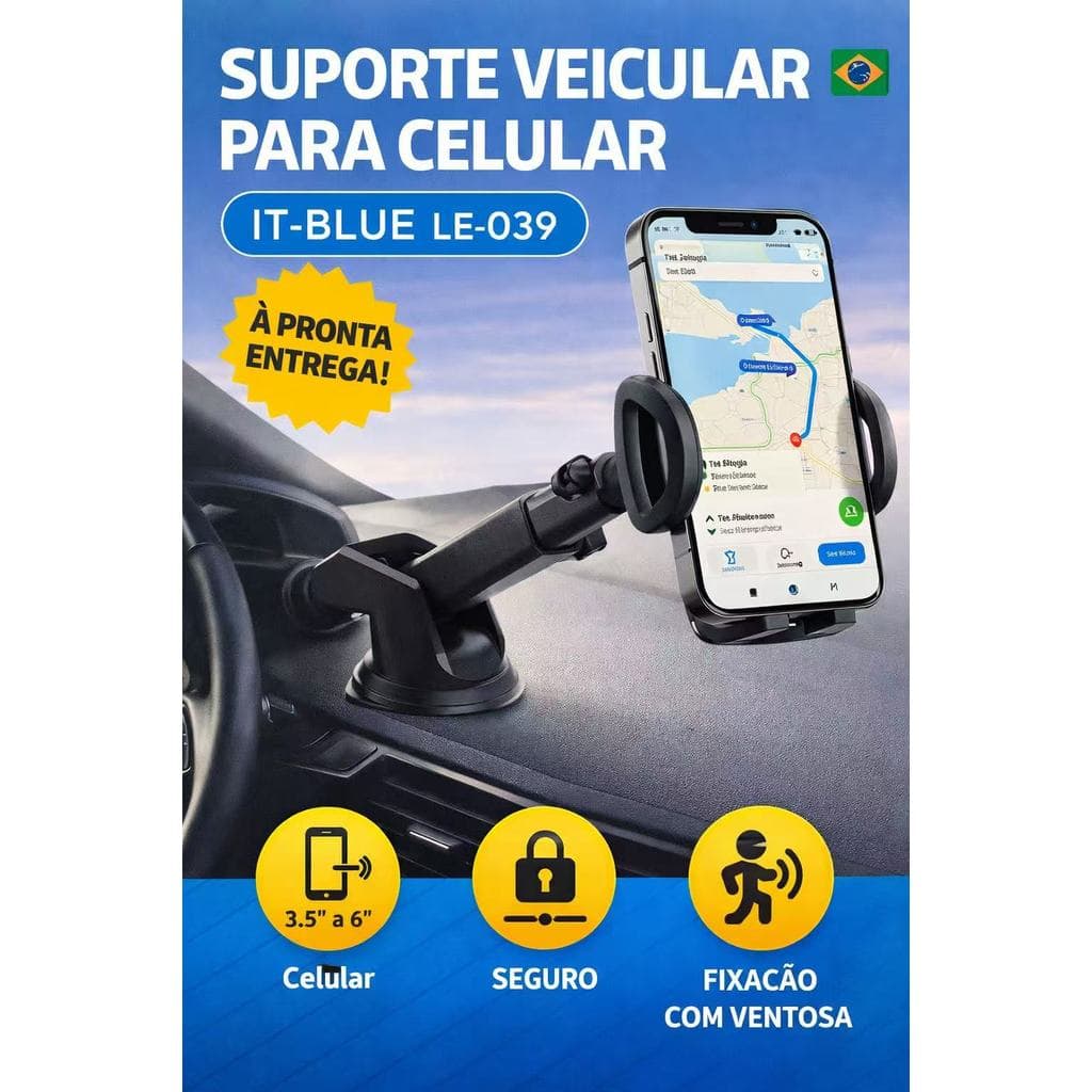 Suporte Celular Veicular Carro Ventosa Automatico Painel Tomate Suporte MTG-039