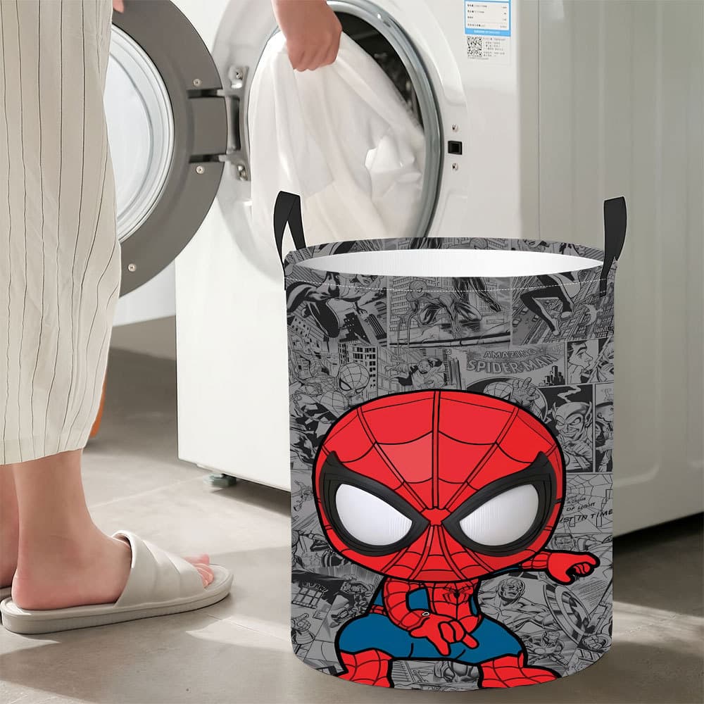Cesto de Armazenamento Marvel Série 1 para Roupas e Itens Diversos, Cesto Cilíndrico para Roupas Sujas para Uso em Dormi