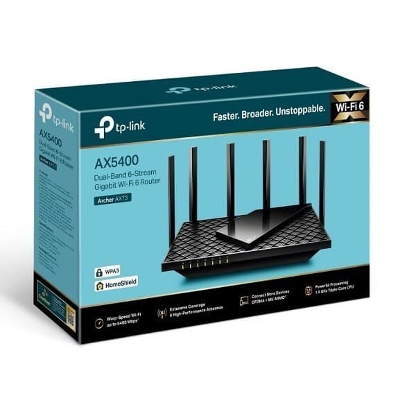 Roteador Wireless TP-Link Archer AX73 - 4804/574MBPS - Dual-Band - 6 Antenas - Preto