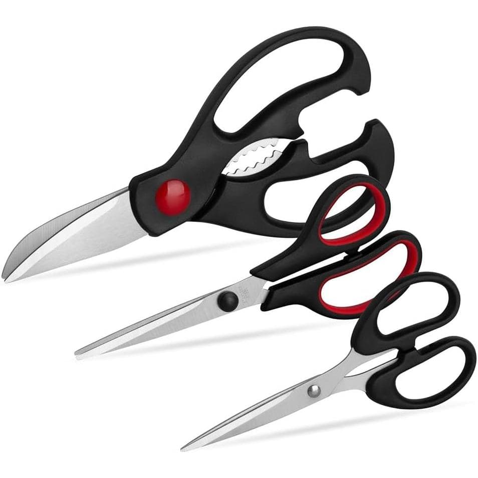 Conjunto de Tesouras de Cozinha - Tesouras de Cozinha QtoiKce, 3 Peças, Multiuso para Aves, Tesouras de Cozinha