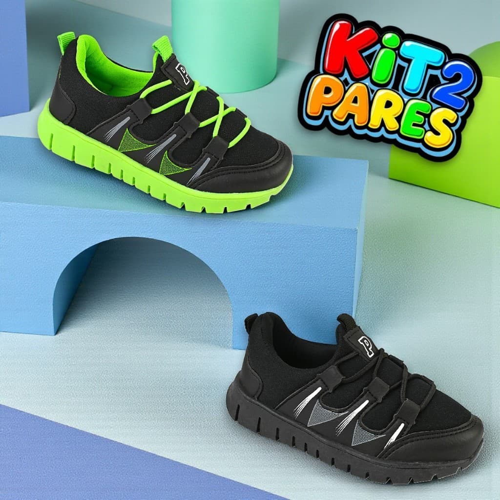 Kit 2 Pares Tênis Infantil masculino Menino Escolar confotavel promoção 20 ao 34