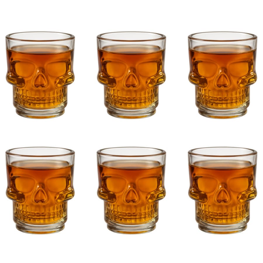 Jogo 6 Copos de Caveira Para Dose / Shot Tequila Whisky 50ml