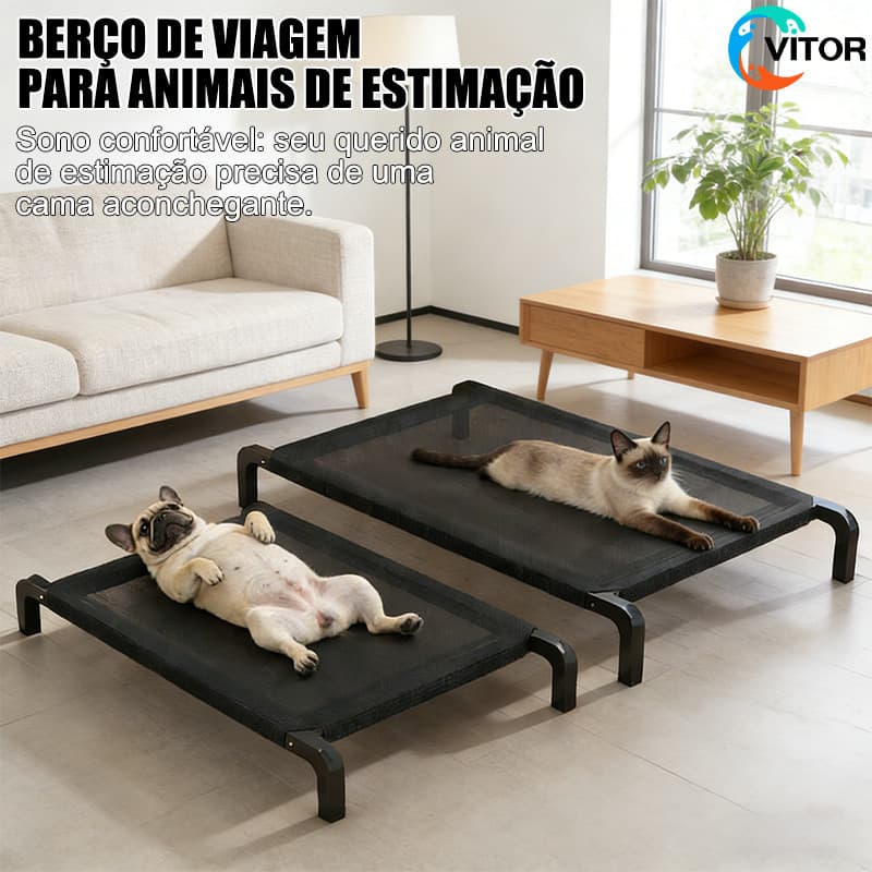 Cama Elevada Dobrável para Cães – Estrutura Metálica Resistente, Respirável e Portátil para Uso Interno e Externo VITOR