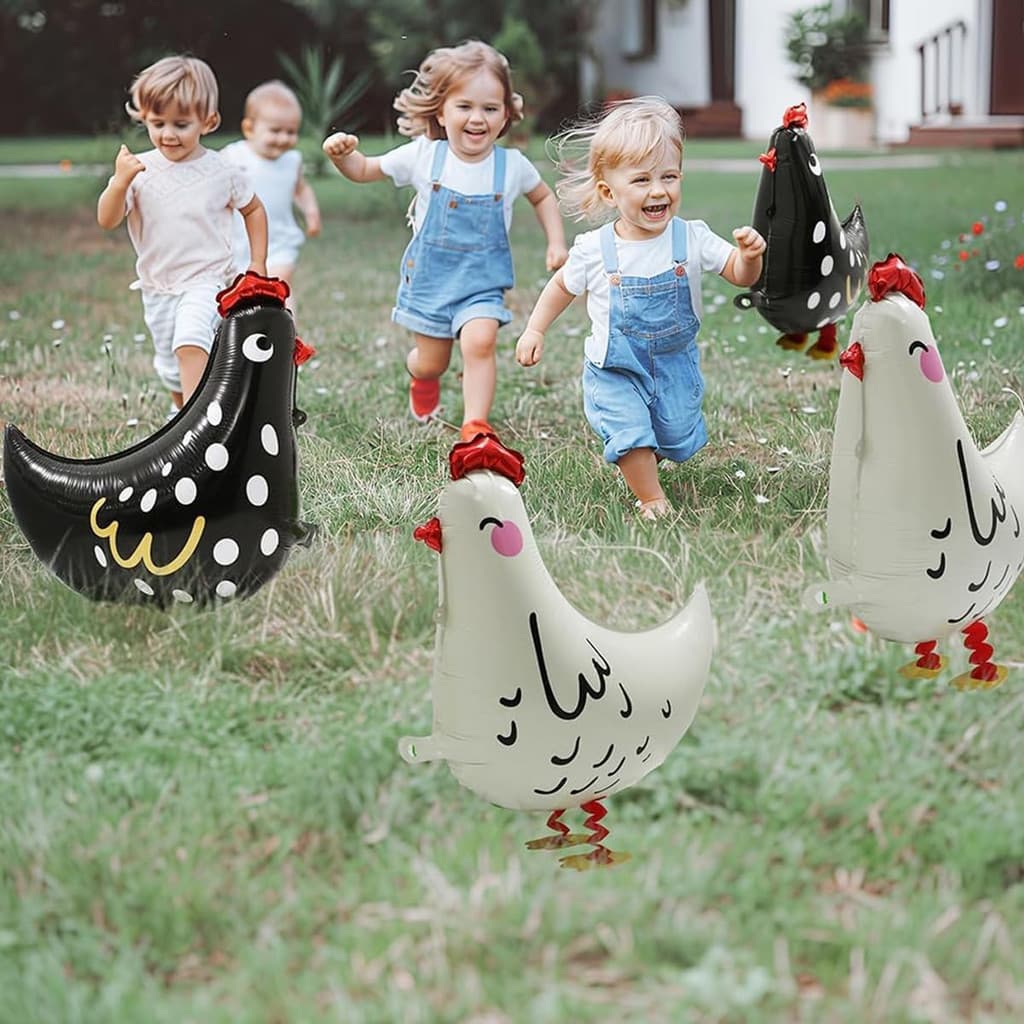 Pacote Com 10 Balões De Frango Andando , Decoração De Balão De Galinha Animada Para Eventos De Aniversário E Fazenda
