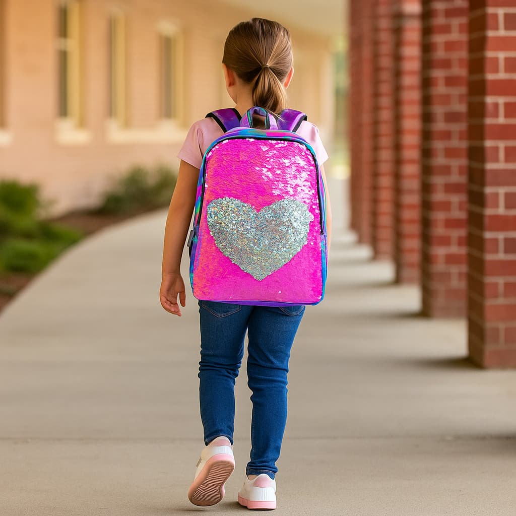 Mochila Infantil Lantejoula Holográfica Premium Resistente Moda Escolar Passeio Menina