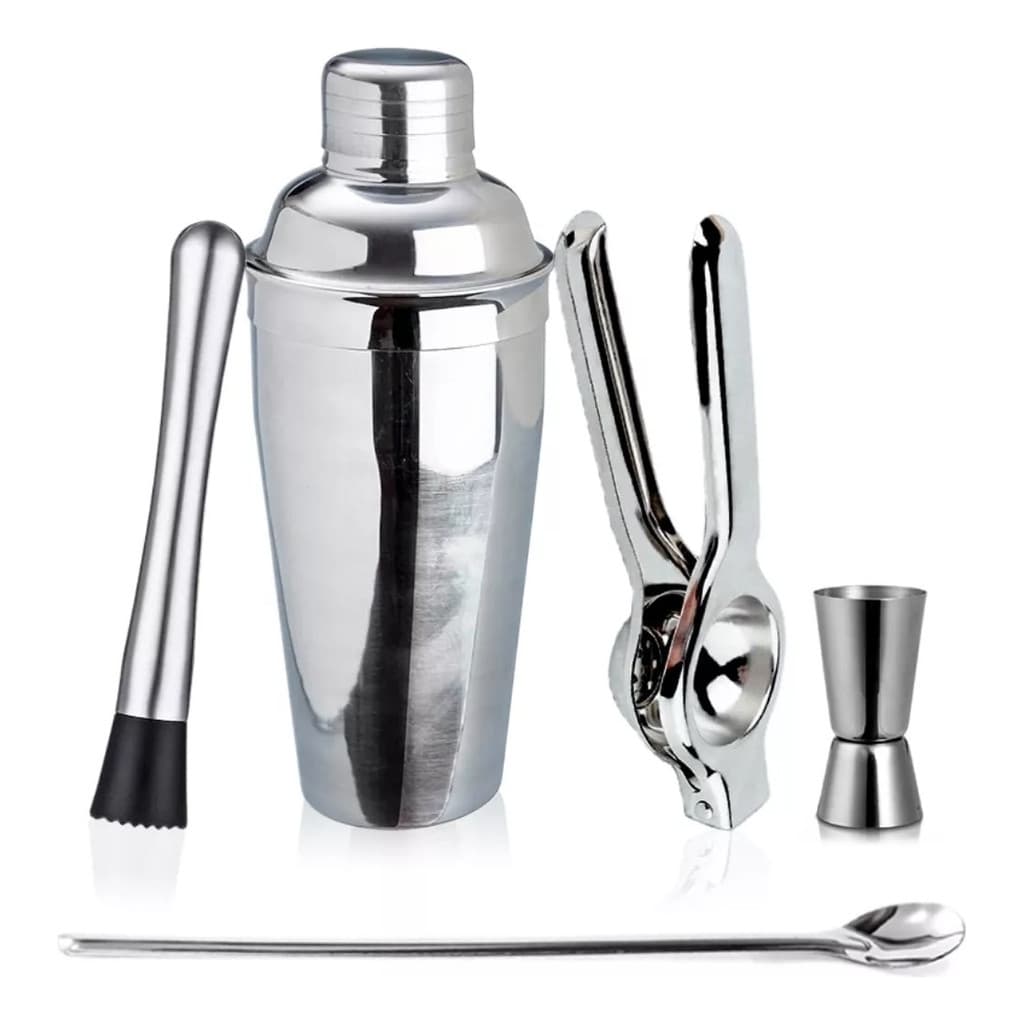 Kit Coqueteleira Inox Caipirinha Drinks 5 Itens