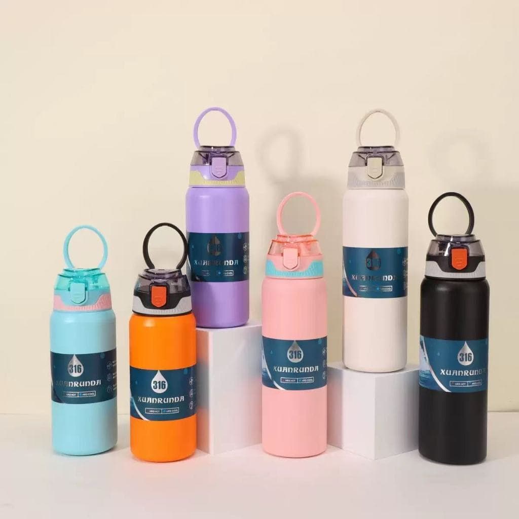 Garrafa Térmica de Água 800ml Inox 316 com Canudo e Alça, Copo Termico Parede Dupla, Mantém Quente e Frio