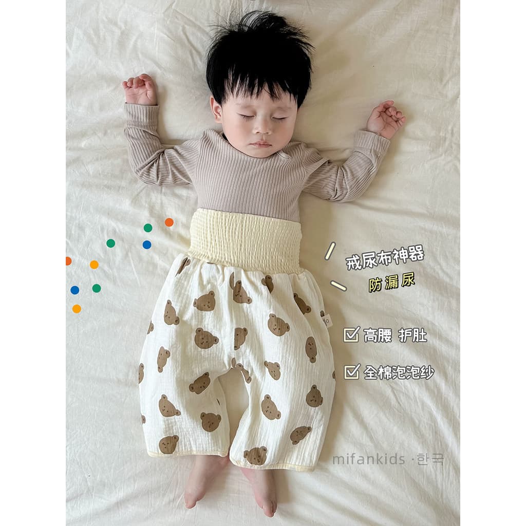 Ins coreano bebê puro algodão fralda calças cintura alta proteção da barriga à prova dwaterproof água treinamento do beb