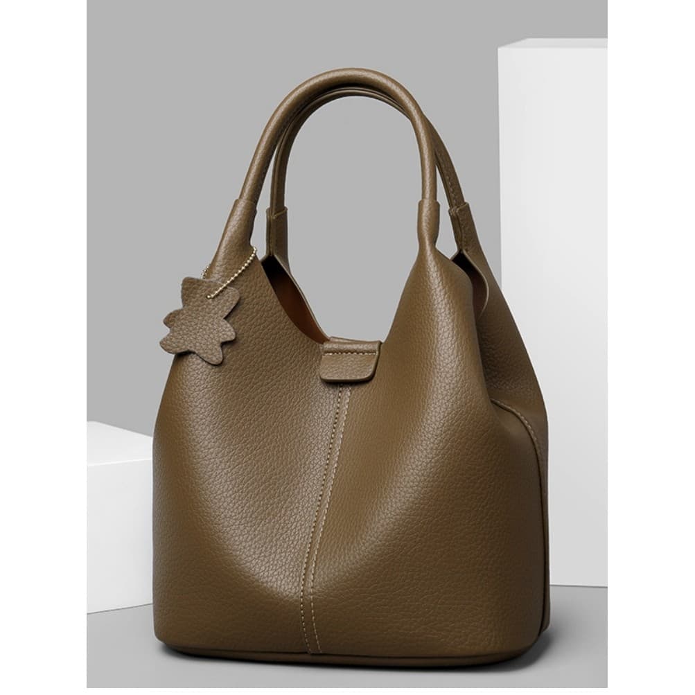 High-End nicho bolsa de couro genuíno feminino 2026 novo estilo mãe Cross-corpo ombro pequeno saco moda senhoras balde s