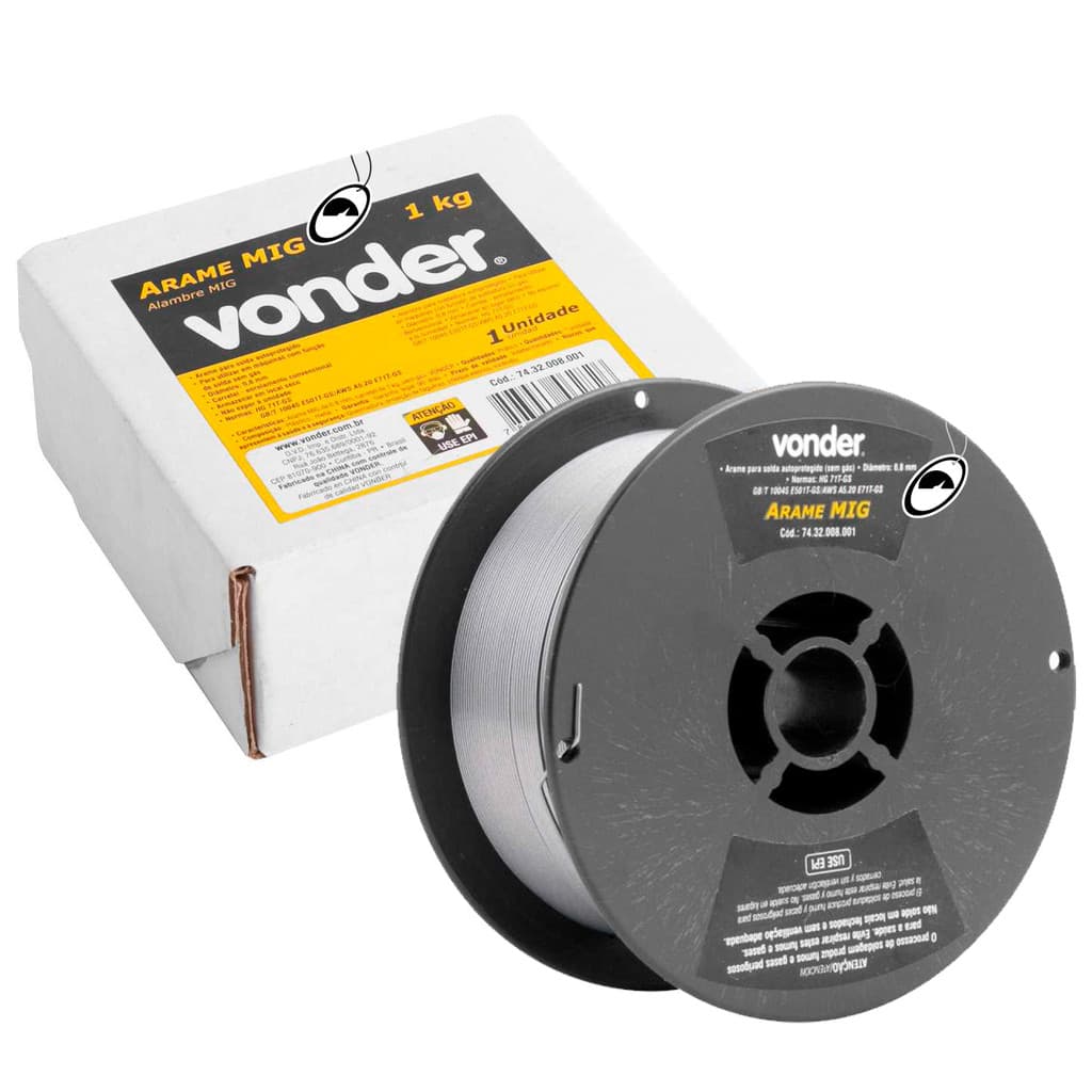 Arame para Solda MIG Sem Gás 0,8mm Carretel 1Kg Vonder