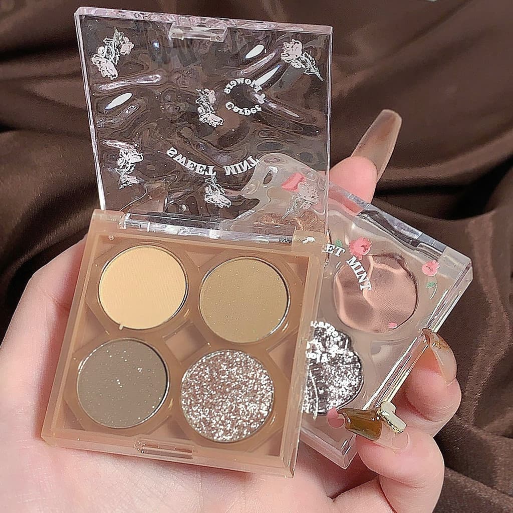 Maquiagem doce hortelã paleta de sombras de quatro cores iniciantes All-Match diário luz maquiagem terra cor fosco perol