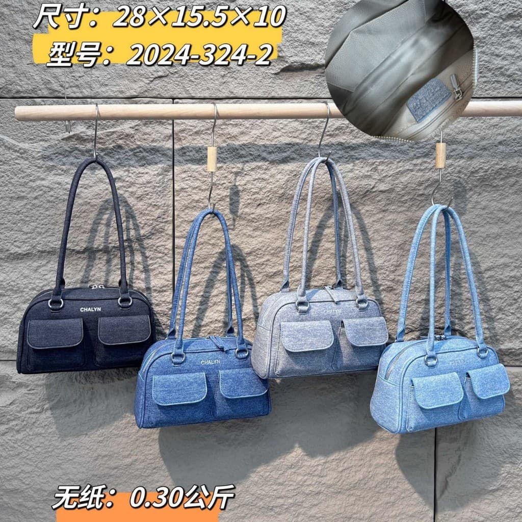 Bolsa de bolso duplo feminina 2025 All-Match Retro Denim Commuter simples ombro axila saco TSNZ