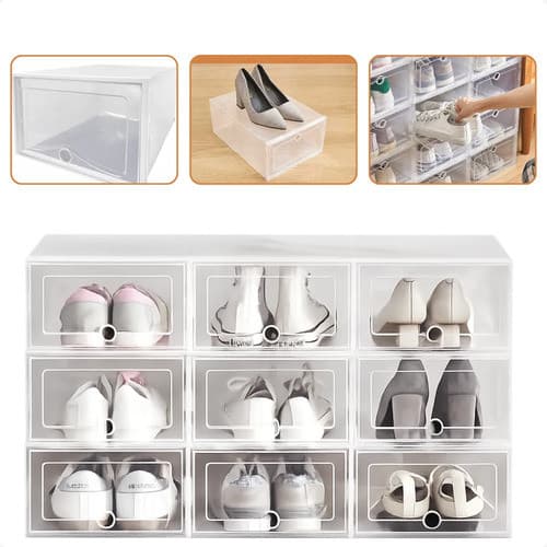 Sapateira Vertical Modular Kit 06, 10 e 12 Caixa Transparente Tenis Calcados Organizador Plastico Quarto Colecionador