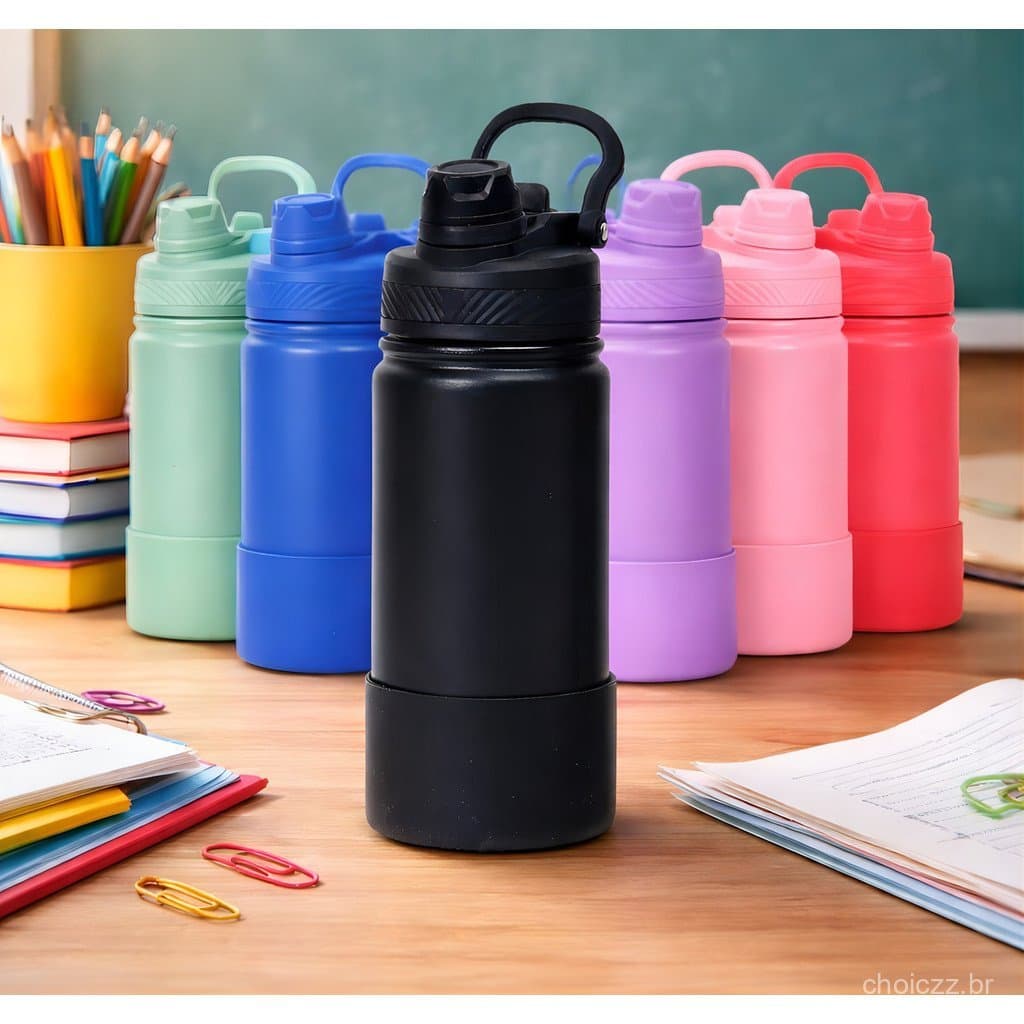 Garrafa Térmica Inox 350ml Bico Duplo Com Canudo Escolar