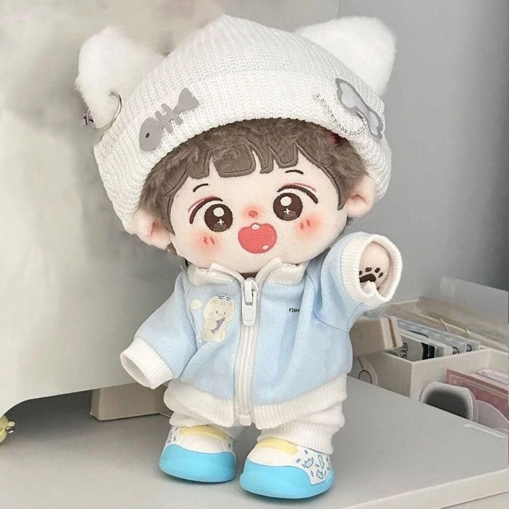 ADAMES Roupas De Boneca De Algodão De 20 cm , Jaqueta De Gato , Chapéu Fofo , Roupa , Calça , Conjunto De Pluma De Penas