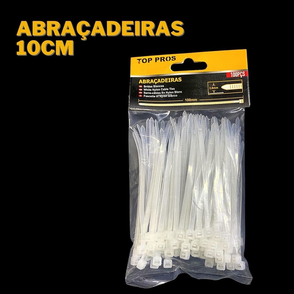 Abraçadeiras De 10cm Com 100 Unidades Na Cor Branca Top Pros