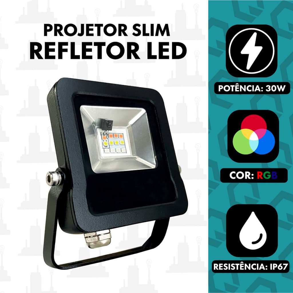 Kit 1, 2 , 3 Refletor 30w Led projetor Holofote ip66 Bivolt 110/220V RGB A Prova D'água