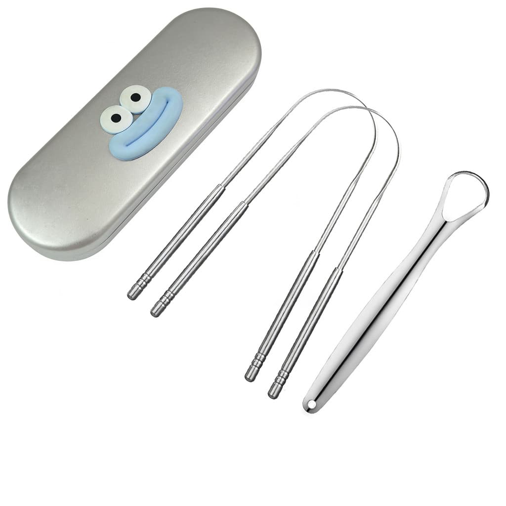 Raspador De Língua Para Adultos , 4 Unidades , Com Caixa De Metal , Limpeza , Limpador