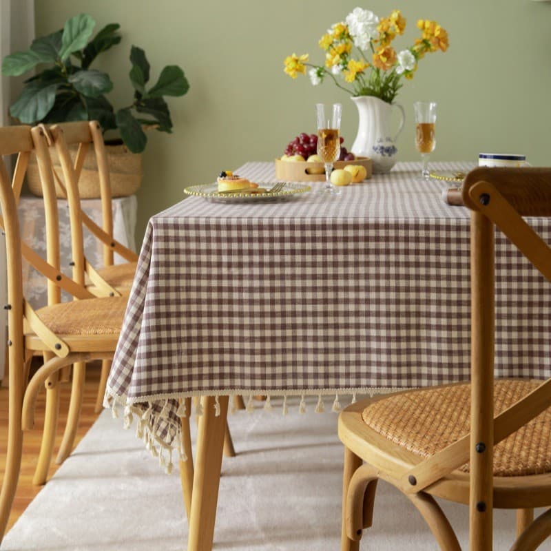 Toalha De Mesa Guingão Franja De Linho De Algodão Para Decoração De Casa Minimalista Nórdica