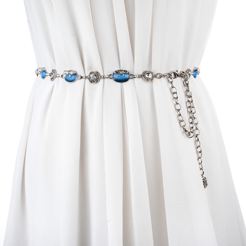 Moda All-Match strass incrustado senhoras Metal cintura corrente opala cristal cinto decorativo com saia corrente femini