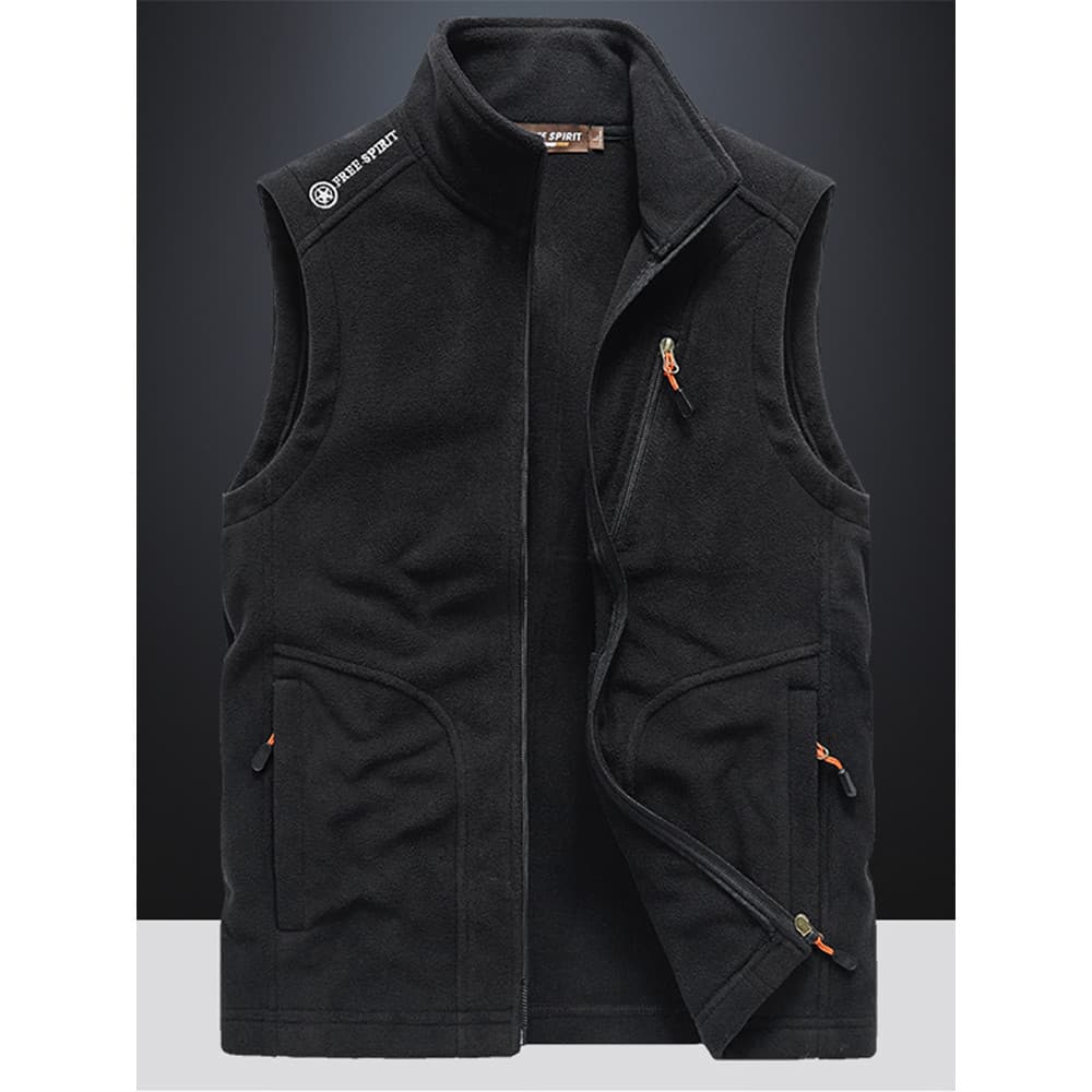 Gola colete masculino outono inverno quente forro de lã sem mangas jaqueta Casual colete de lã dupla face colete de lã