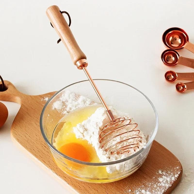 Ferramentas De Ovo Utensílios De Cozinha Ouro Rosa Faia Lidar Com Espiral Batedor De Aço Inoxidável Creme Agitador Ferra
