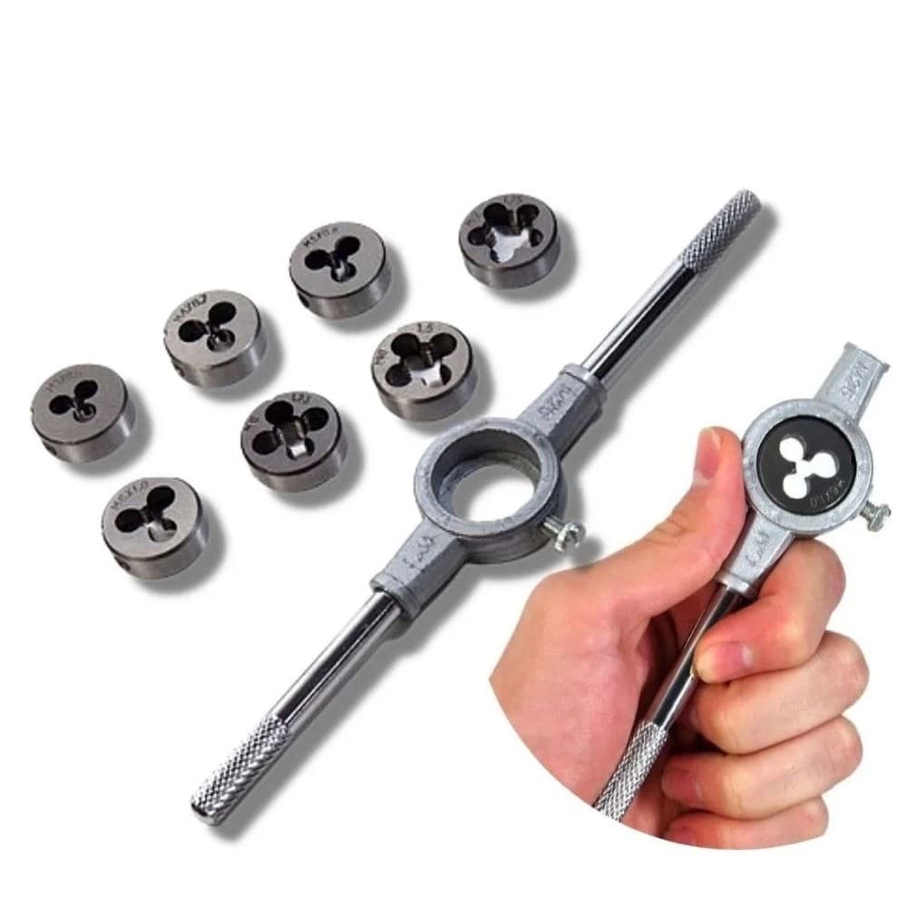 Jogo de Tarracha Cossinete Abrir Rosca Vira Macho 8 Pçs Profissional