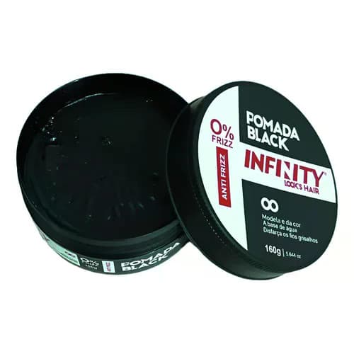 Pomada Para Cabelo Modeladora Cera Infinity 160g Look'shair Pomada Black Disfarça os Fios Grisalhos