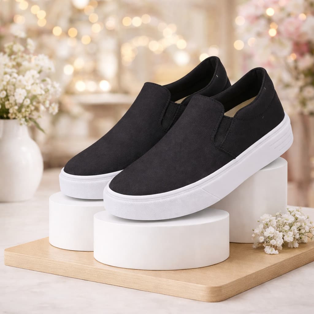 Tênis Sapato Slip On Feminino Confortável Casual Leve Sem Cadarços Dia a Dia Moderno Basico Trabalho