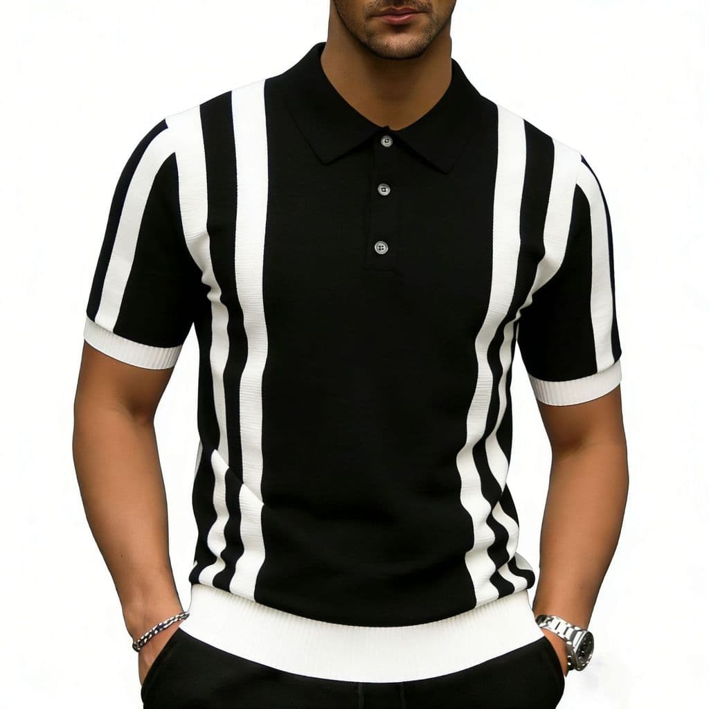 Camisa P POLO suéter de manga curta camiseta masculina listras de lapela estilo dinheiro antigo verão Plus Size