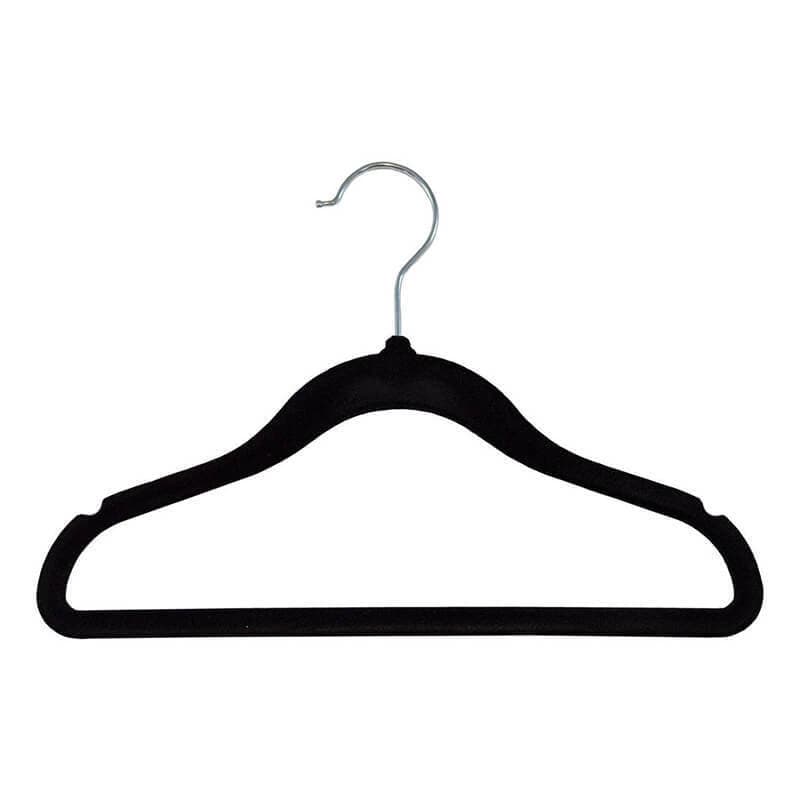 Cabide de Veludo Infantil 30cm Preto 10 pecas