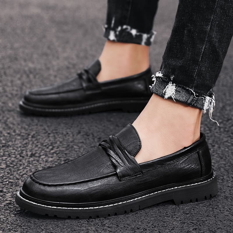Ervilhas sapatos masculinos 2026 primavera novo estilo sapatos de couro masculino versão coreana sapatos de couro casuai