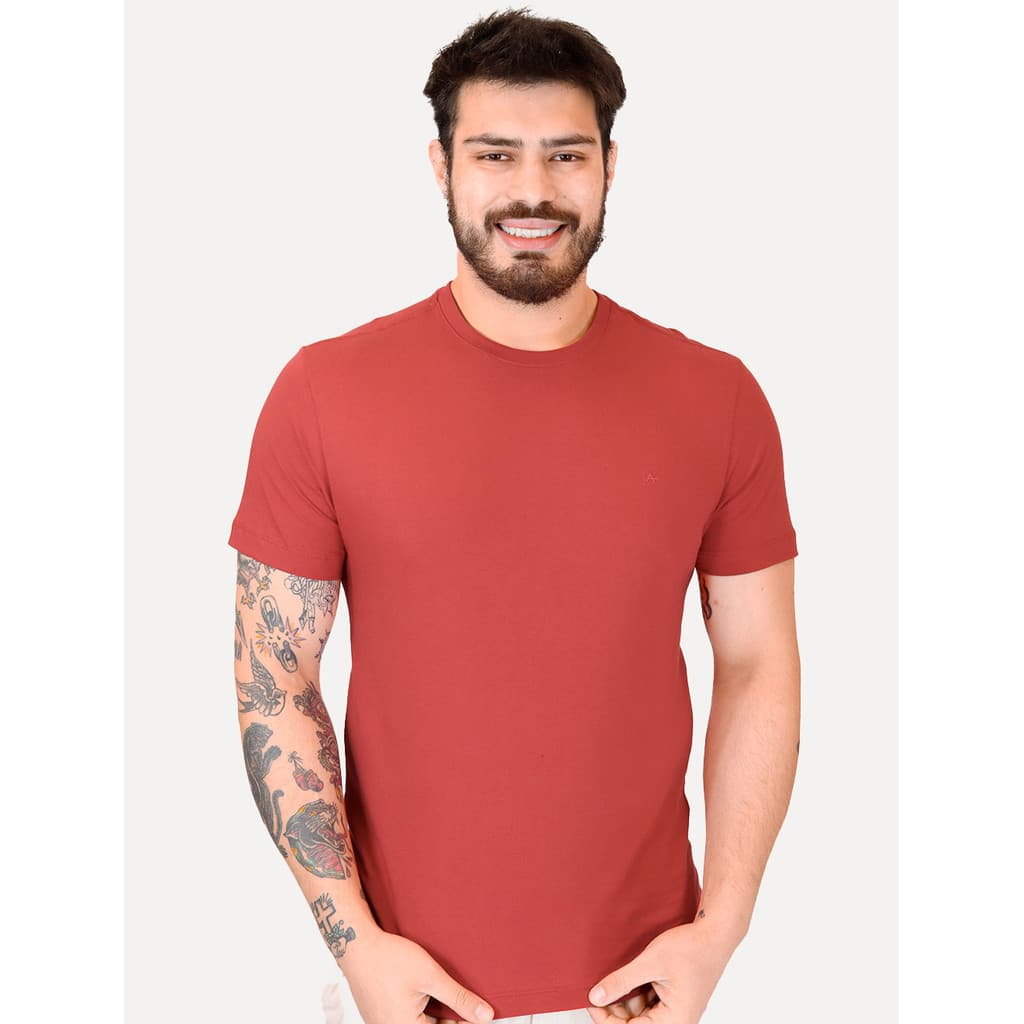Camiseta Aramis Original Masculina Basic Lisa Mono Logo Vermelha CS.12.0537 030